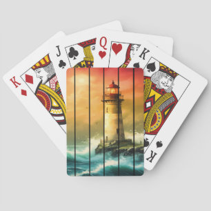 Vintage Light House Sea Shore Ocean Watch Playing Cards