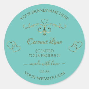 Vintage Light Teal Gold Ornamental Product Labels