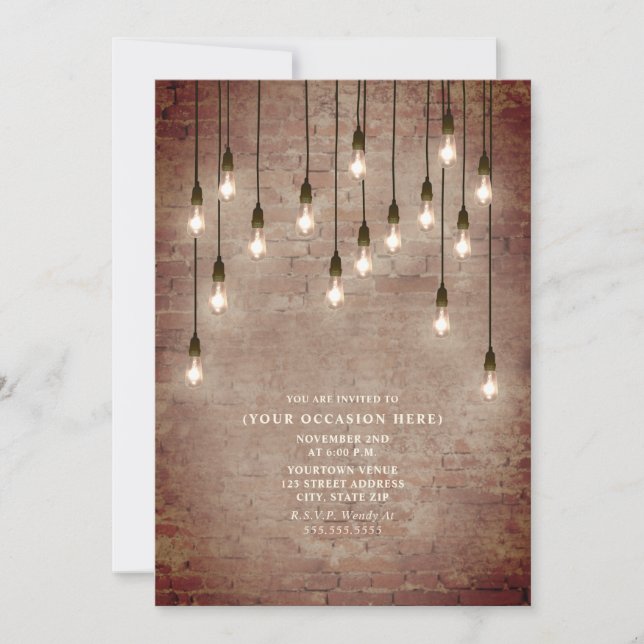 Vintage Lightbulbs Brick Generic All Purpose Party Invitation (Front)