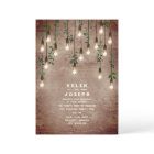Vintage Lightbulbs Rustic Brick Botanical Wedding