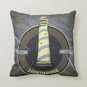 Vintage Lighthouse 1960 Throw Pillow