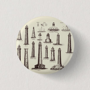 Vintage Lighthouse Collection 1 Inch Round Button