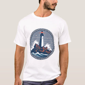 Vintage Lighthouse Emblem With Tau Ring T-Shirt