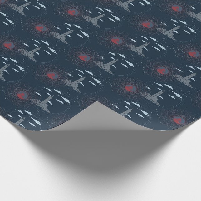 Vintage Lighthouse Illustration Pattern Wrapping P Wrapping Paper (Corner)