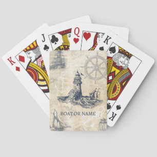 Vintage Lighthouse Nautical Personalized Playing Cards