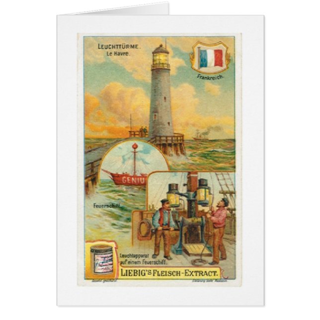 Vintage Lighthouse on Liebig's Trade Card, (Front)