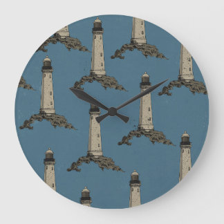 Vintage lighthouse pattern large clock