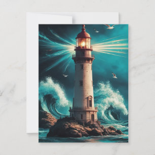 Vintage Lighthouse Postcard – Nautical Coastal Sce
