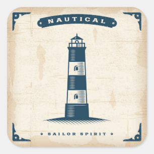 Vintage Lighthouse Poster 1 Square Sticker