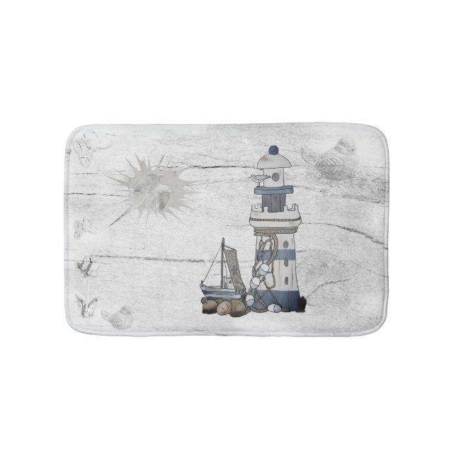 Vintage lighthouse with ship bath mat (Front)