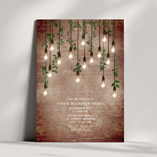 Vintage Lights Brick Botanical Generic Party Invitation