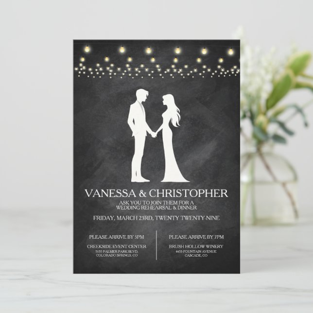 Vintage Lights Rehearsal Dinner Invitation (Standing Front)