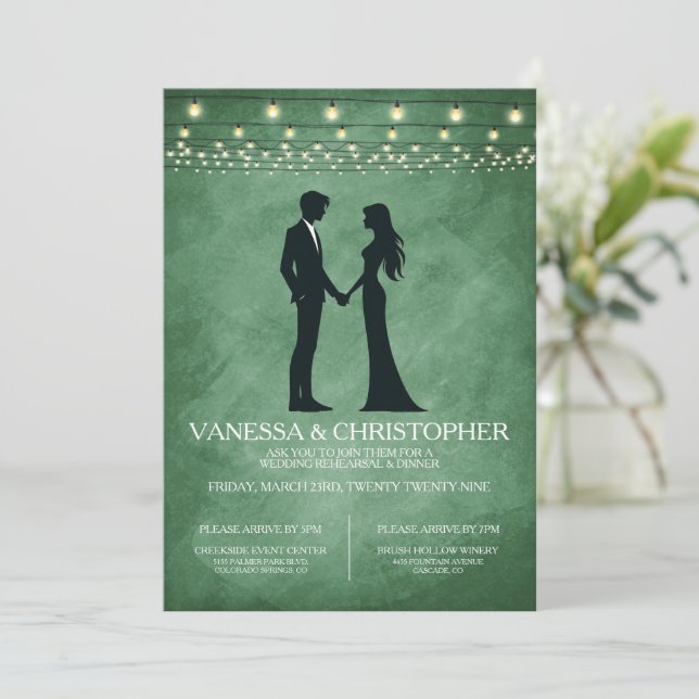 Vintage Lights Rehearsal Dinner Invitation (Standing Front)