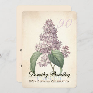 Vintage Lilac 90e anniversaire Invitation