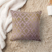Vintage Lilac Damask Gold Pillow (Blanket)