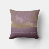 Vintage Lilac Damask Gold Pillow (Back)