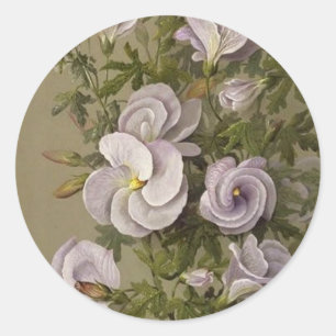 Vintage Lilac Hibiscus Purple Flowers Floral Classic Round Sticker