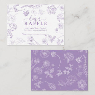 Vintage Lilac Lavender Floral Script Diaper Raffle Enclosure Card