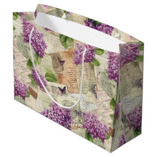 Vintage Lilac Pattern Large Gift Bag