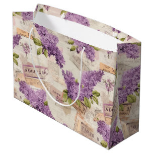 Vintage Lilac Pattern Large Gift Bag