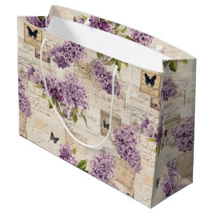 Vintage Lilac Pattern Large Gift Bag
