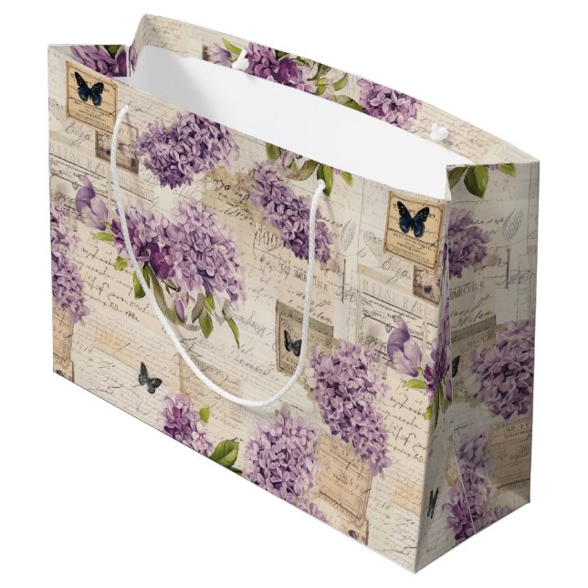Vintage Lilac Pattern  Large Gift Bag (Back Angled)