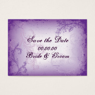 Vintage lilac purple scroll leaf Save the Date