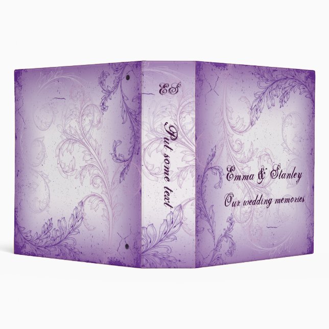 Vintage lilac purple scroll leaf wedding binder (Background)
