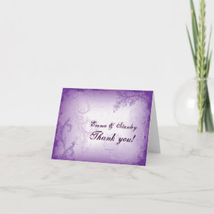 Vintage lilac purple scroll leaf wedding Thank You
