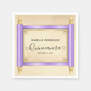 Vintage Lilac Scroll Quinceañera Napkin