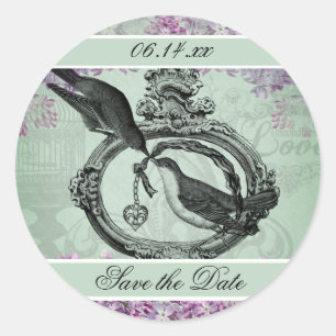 Vintage Lilacs Locket Enregistrer la date Stickers