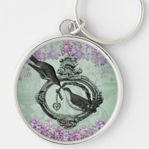 Vintage Lilacs Locket Keychain