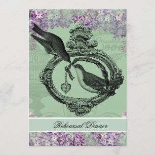 Vintage Lilacs Locket Rehearsal Dinner Invitation