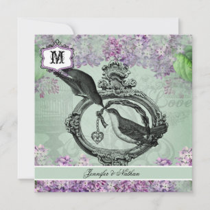 Vintage Lilacs Locket Square Wedding Invitation