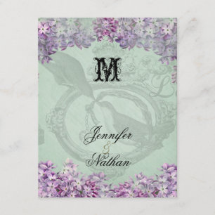 Vintage Lilacs Locket Wedding RSVP Card