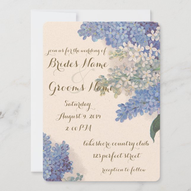 Vintage Lilacs Wedding Invitation (Front)