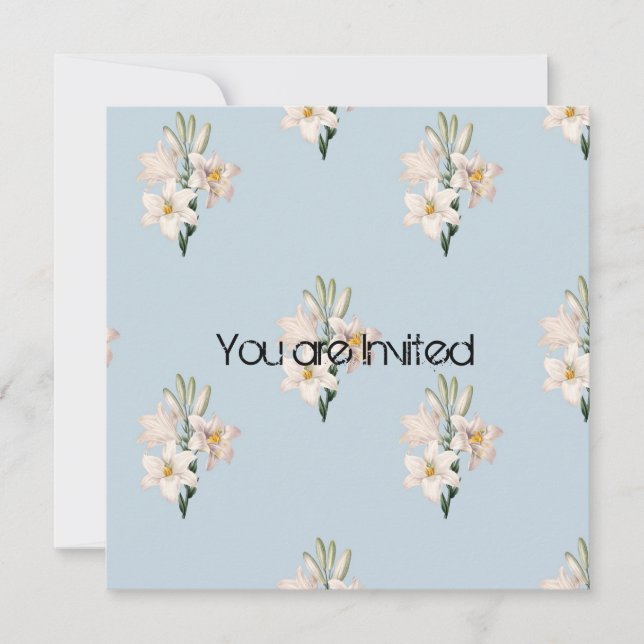 Vintage Lilies Baby showers Invitations (Devant)