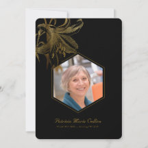 Vintage Lilies Gold Memorial Photo Merci