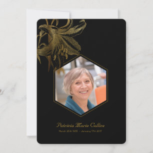 Vintage Lilies Gold Memorial Photo Thank you