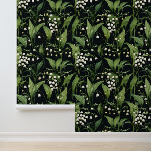 Vintage lilies of the valley art nouveau wallpaper