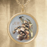 Vintage Lily Brassy Brooch pendant necklace<br><div class="desc">This beautiful pendant necklace features a vintage 2 toned metal brooch of a pair of lilies and is ultra feminine and unique. Customize this elegant floral necklace with her initials for a truly elegant gift she will treasure in any style or size, gold or silver plated. This image is original...</div>
