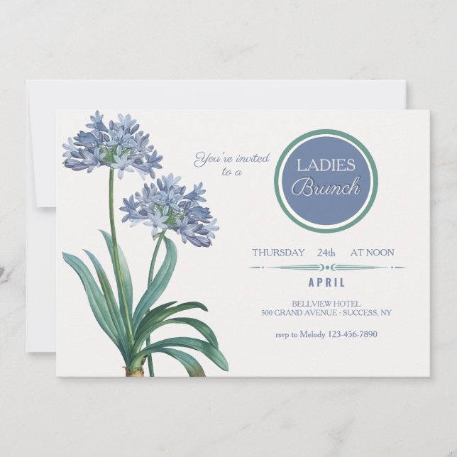 Vintage Lily Brunch Invitation (Front)