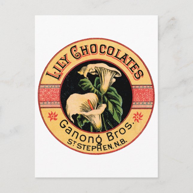 Vintage Lily Chocolates Ganong Bros. Postcard (Front)
