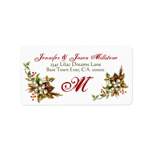Vintage Lily of the Valley Monogram Wedding Label (Front)