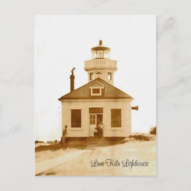 Vintage Lime Kiln Lighthouse Postcard (Front)