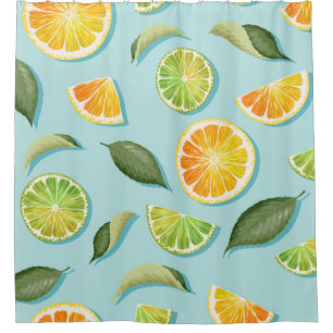 Vintage Lime Lemon Blue Pattern