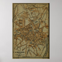 Vintage Limoges France Map (1895)