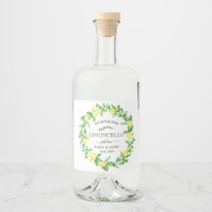 Vintage Limoncello Lemon Wreath Liquor Bottle Label