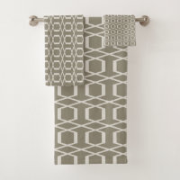 Vintage Linear Geometry Line Art Pattern in Taupe 