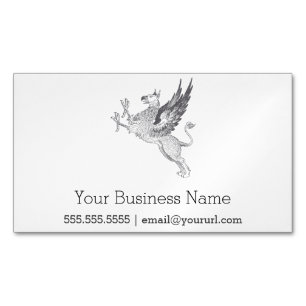 Vintage Lineart Gryphon Letterpress Magnetic Business Card